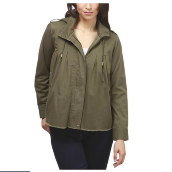 Lucky Brand Raw Edge Military Jacket with removable hood - Picture 1 of 6
